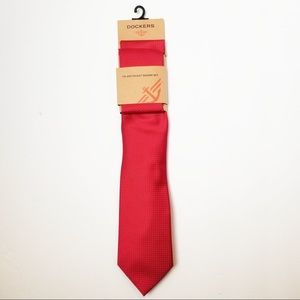Red Tie Polka Dot Pocket Square Set Dockers New